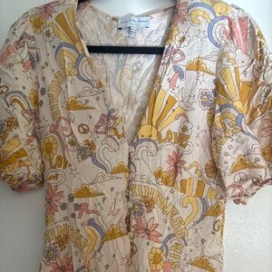Never Fully Dressed sun peace print midi dress